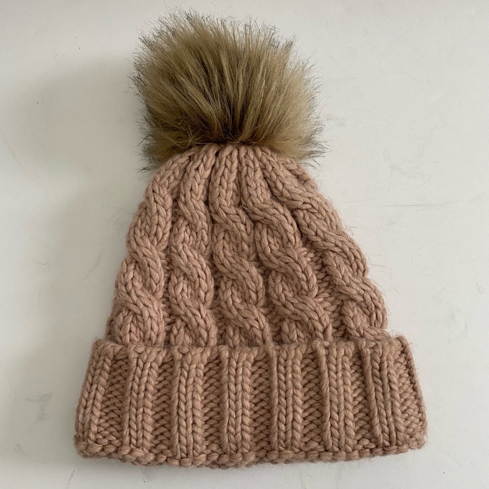 Abercrombie & Fitch Pink Knitted Pompom Winter Stocking Hat